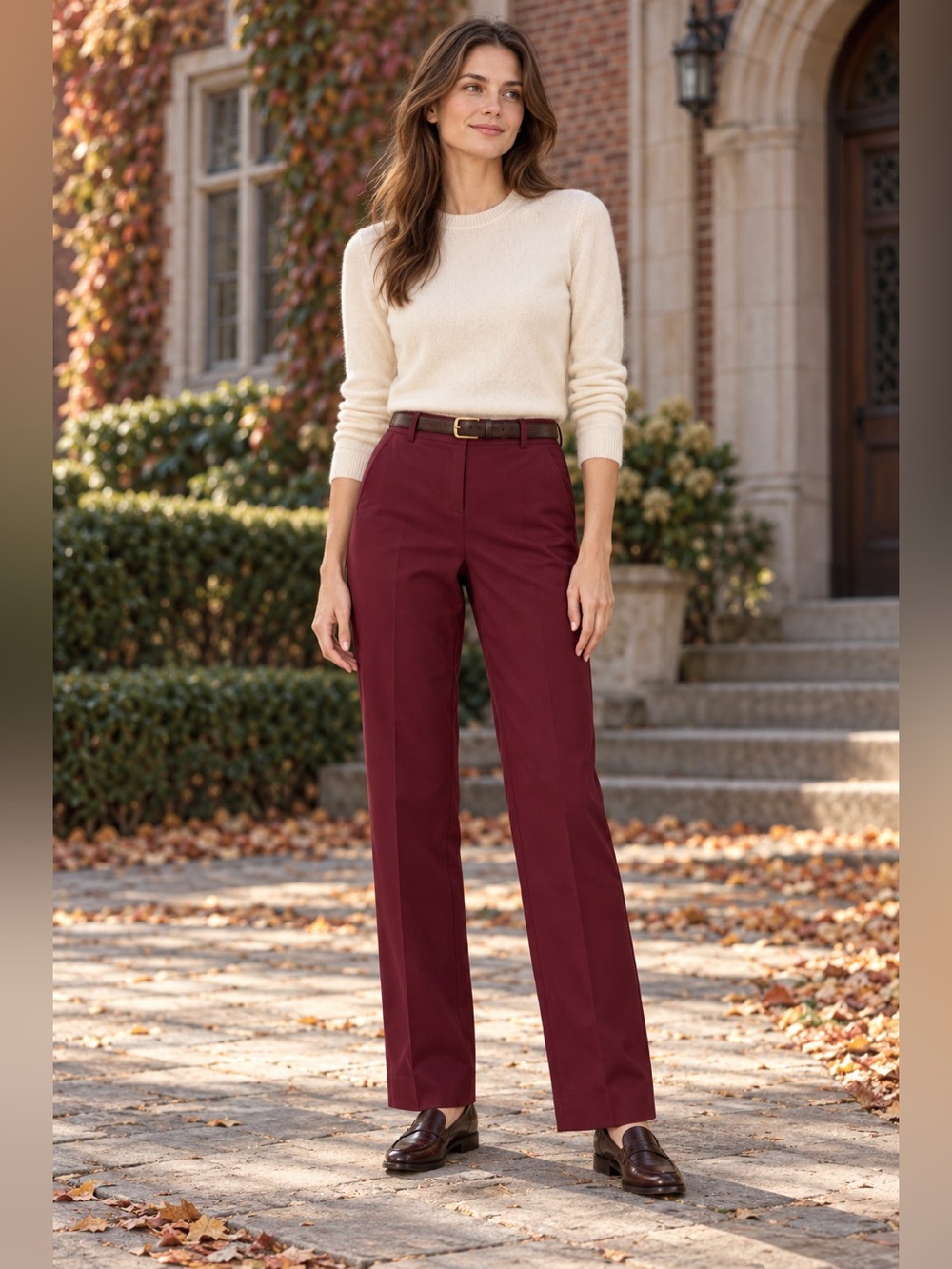 J.Crew Kallie Pants Size 6 Burgundy High Rise Straight Leg Trousers NWT